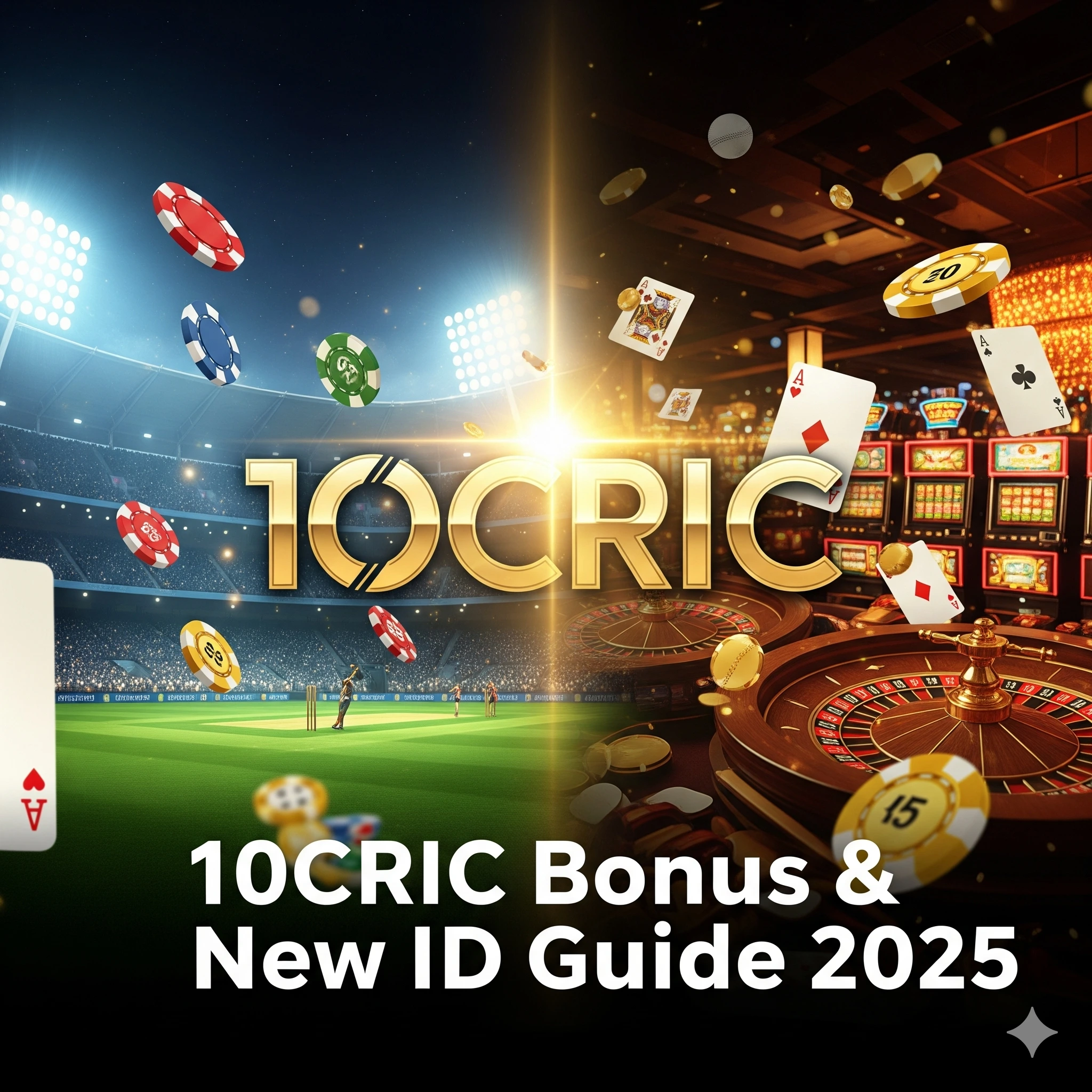 10CRIC bonus promotional poster showing signup rewards in luxury black and gold theme